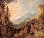 Momper II, Joos de, Mountainous Landscape with a Bridge and Four Horsemen